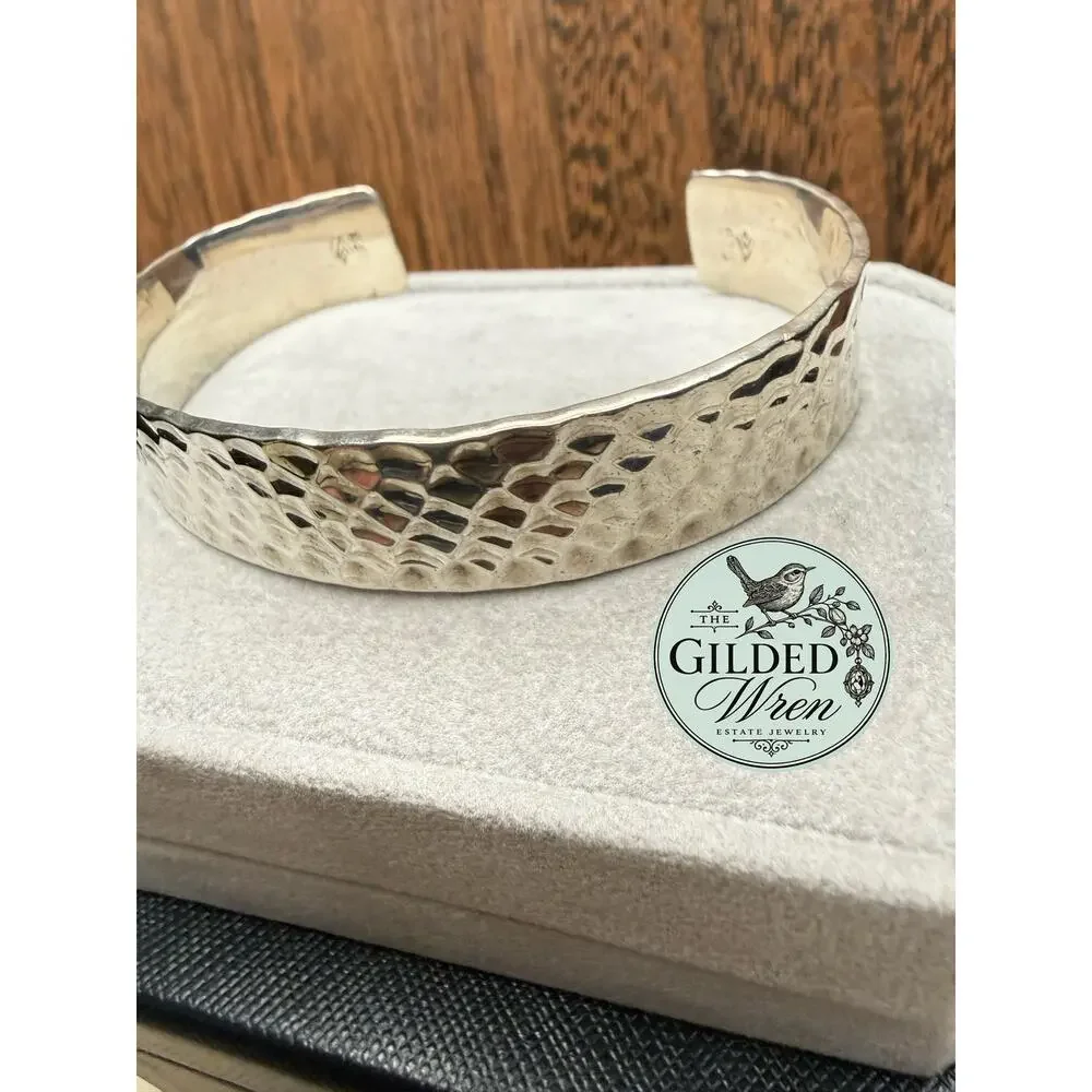 Silpada B0851 Sterling Silver Hammered Cuff Bracelet 925 Wide Textured 34.24g
